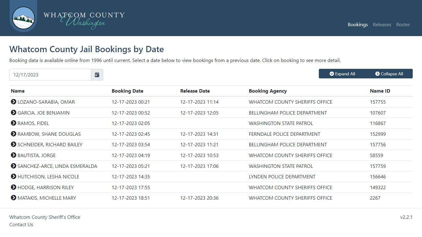 Whatcom County Sheriff's Office | Jail Bookings